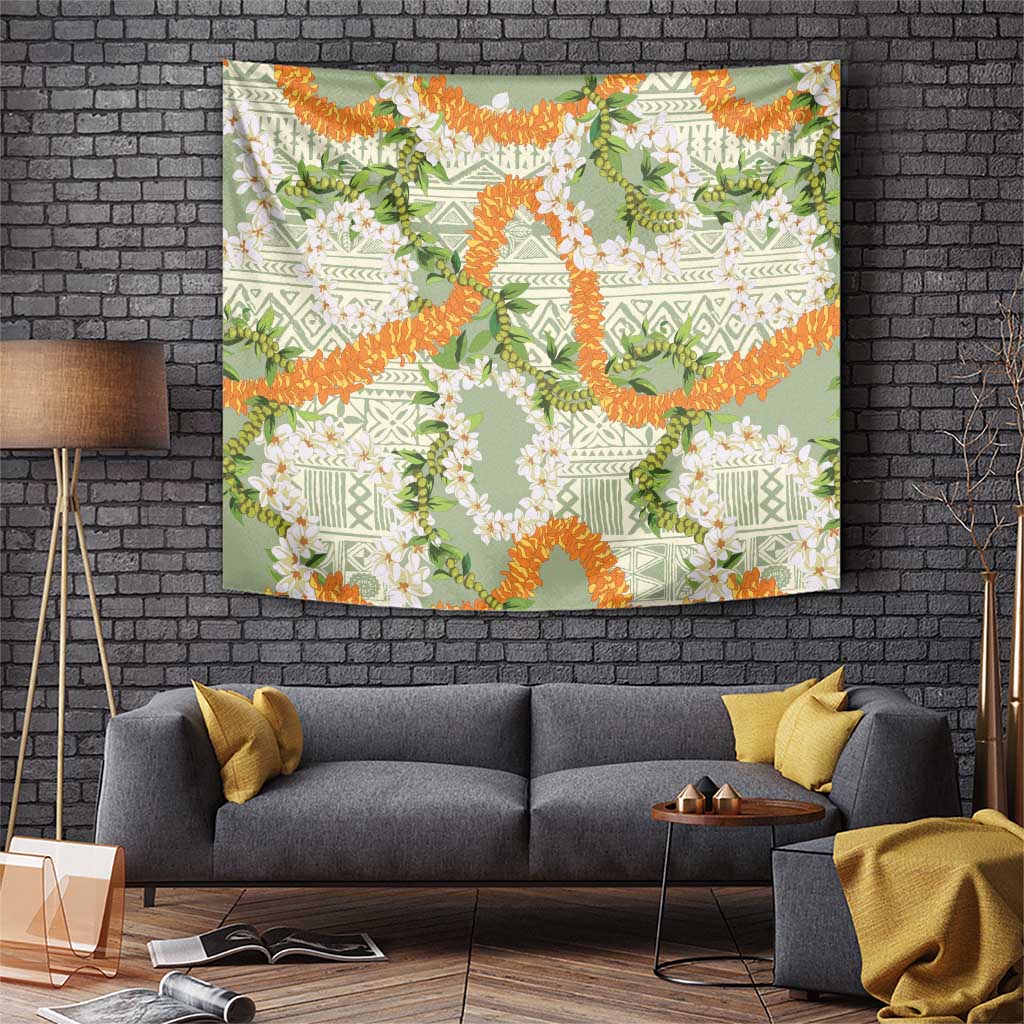 Aloha Festive Hawaii Tapestry Mokihana - Maile Leis in Muted Summer LT7 Sage Green - Polynesian Pride