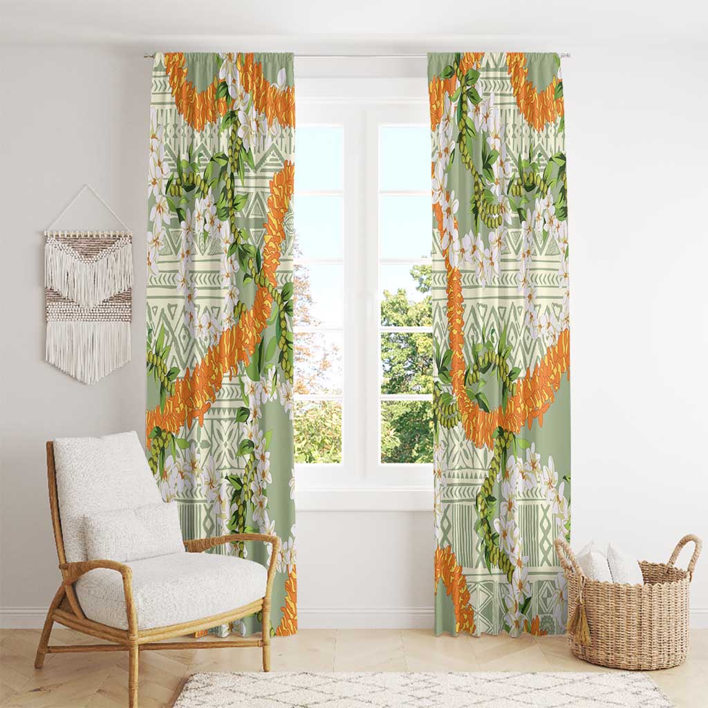 Aloha Festive Hawaii Window Curtain Mokihana - Maile Leis in Muted Summer LT7 - Polynesian Pride