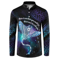 Polynesian Tala Manta Ray Button Sweatshirt Nowhere You Could Go That I Won't Be With You LT7 Purple Teal - Polynesian Pride