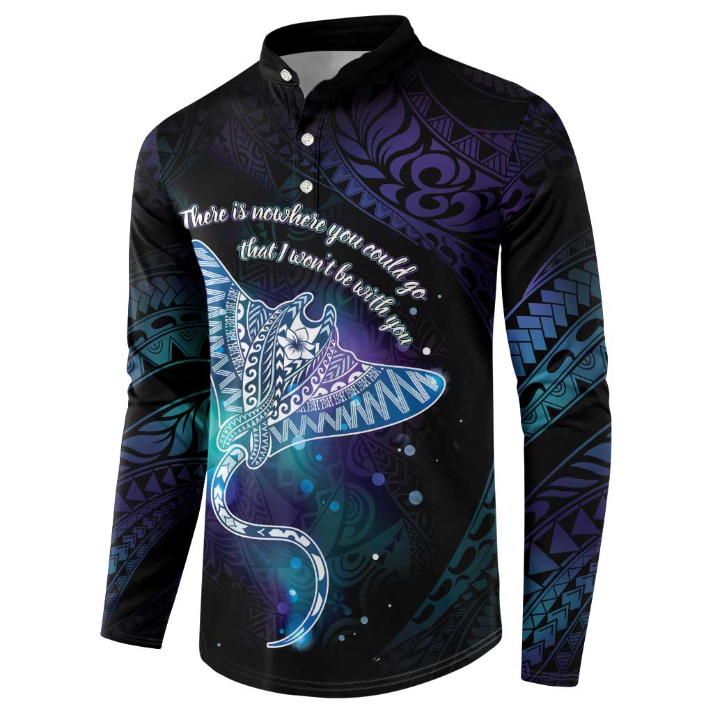 Polynesian Tala Manta Ray Button Sweatshirt Nowhere You Could Go That I Won't Be With You LT7 - Polynesian Pride