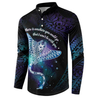 Polynesian Tala Manta Ray Button Sweatshirt Nowhere You Could Go That I Won't Be With You LT7 - Polynesian Pride