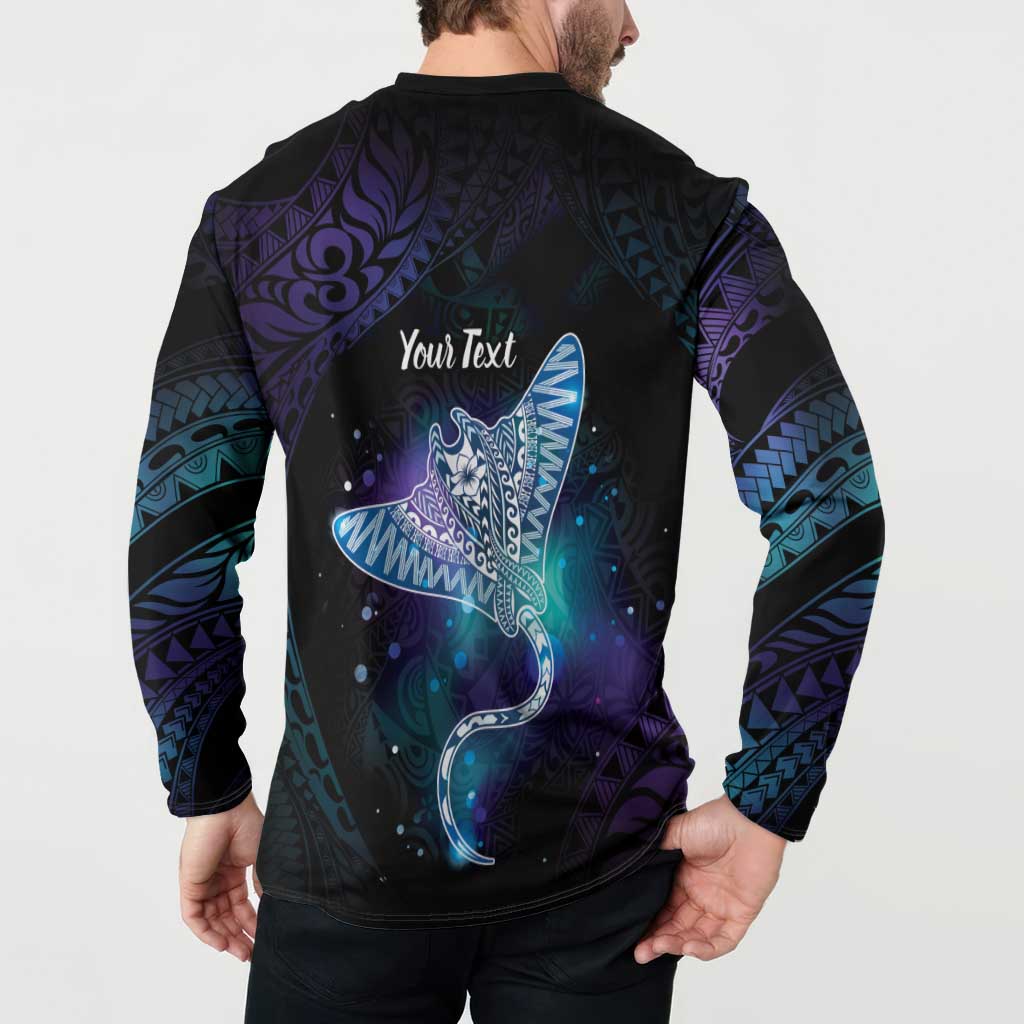 Polynesian Tala Manta Ray Button Sweatshirt Nowhere You Could Go That I Won't Be With You LT7 - Polynesian Pride