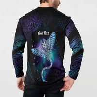 Polynesian Tala Manta Ray Button Sweatshirt Nowhere You Could Go That I Won't Be With You LT7 - Polynesian Pride
