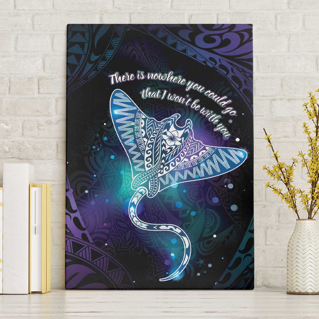 Polynesian Tala Manta Ray Canvas Wall Art Nowhere You Could Go That I Won't Be With You LT7 Without Frame Purple Teal - Polynesian Pride