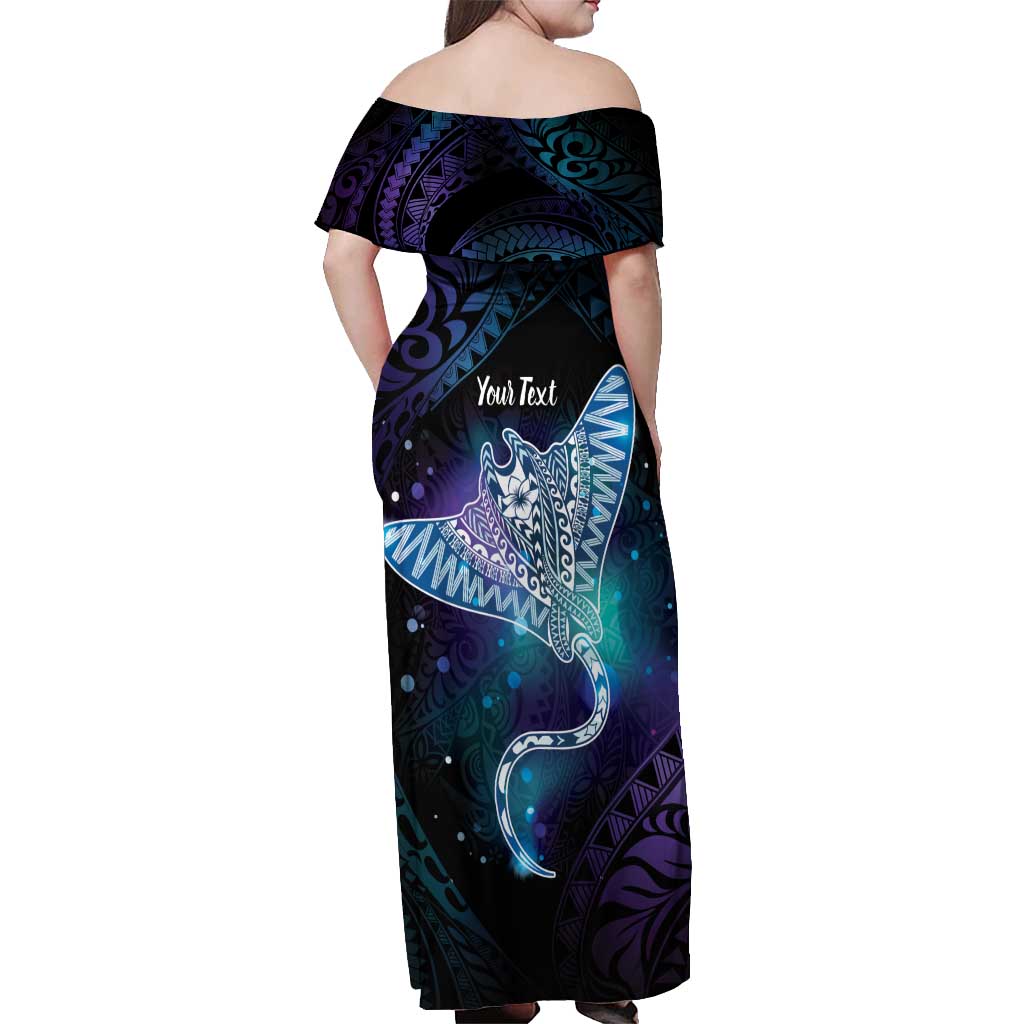 Polynesian Tala Manta Ray Off Shoulder Maxi Dress Nowhere You Could Go That I Won't Be With You LT7 - Polynesian Pride