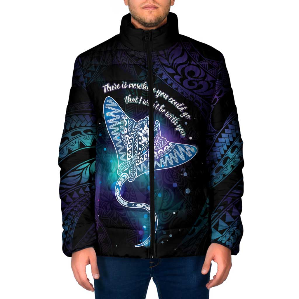 Polynesian Tala Manta Ray Padded Jacket Nowhere You Could Go That I Won't Be With You LT7 Men Purple Teal - Polynesian Pride