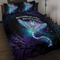 Polynesian Tala Manta Ray Quilt Bed Set Nowhere You Could Go That I Won't Be With You LT7 Purple Teal - Polynesian Pride