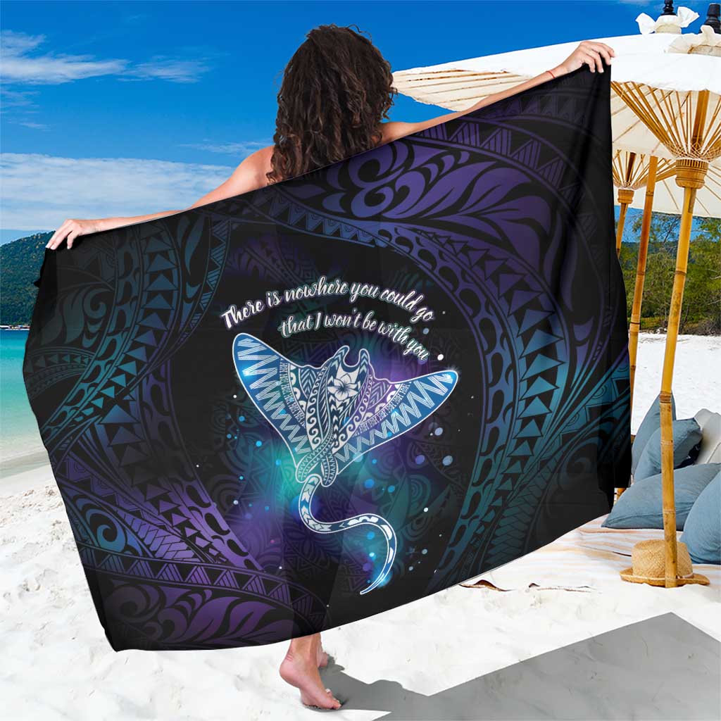 Polynesian Tala Manta Ray Sarong Nowhere You Could Go That I Won't Be With You LT7 One Size 44 x 66 inches Purple Teal - Polynesian Pride