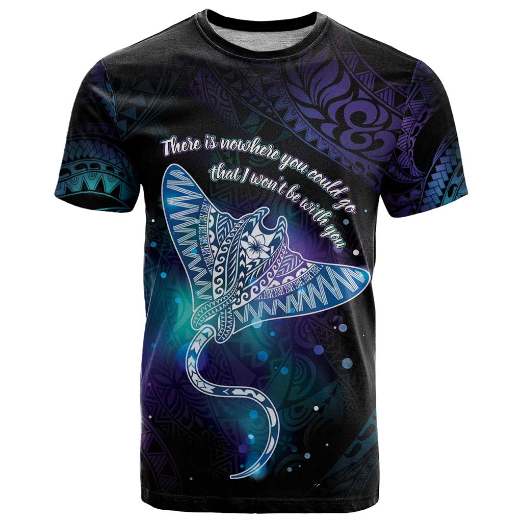 Polynesian Tala Manta Ray T Shirt Nowhere You Could Go That I Won't Be With You LT7 Purple Teal - Polynesian Pride