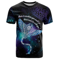Polynesian Tala Manta Ray T Shirt Nowhere You Could Go That I Won't Be With You LT7 Purple Teal - Polynesian Pride