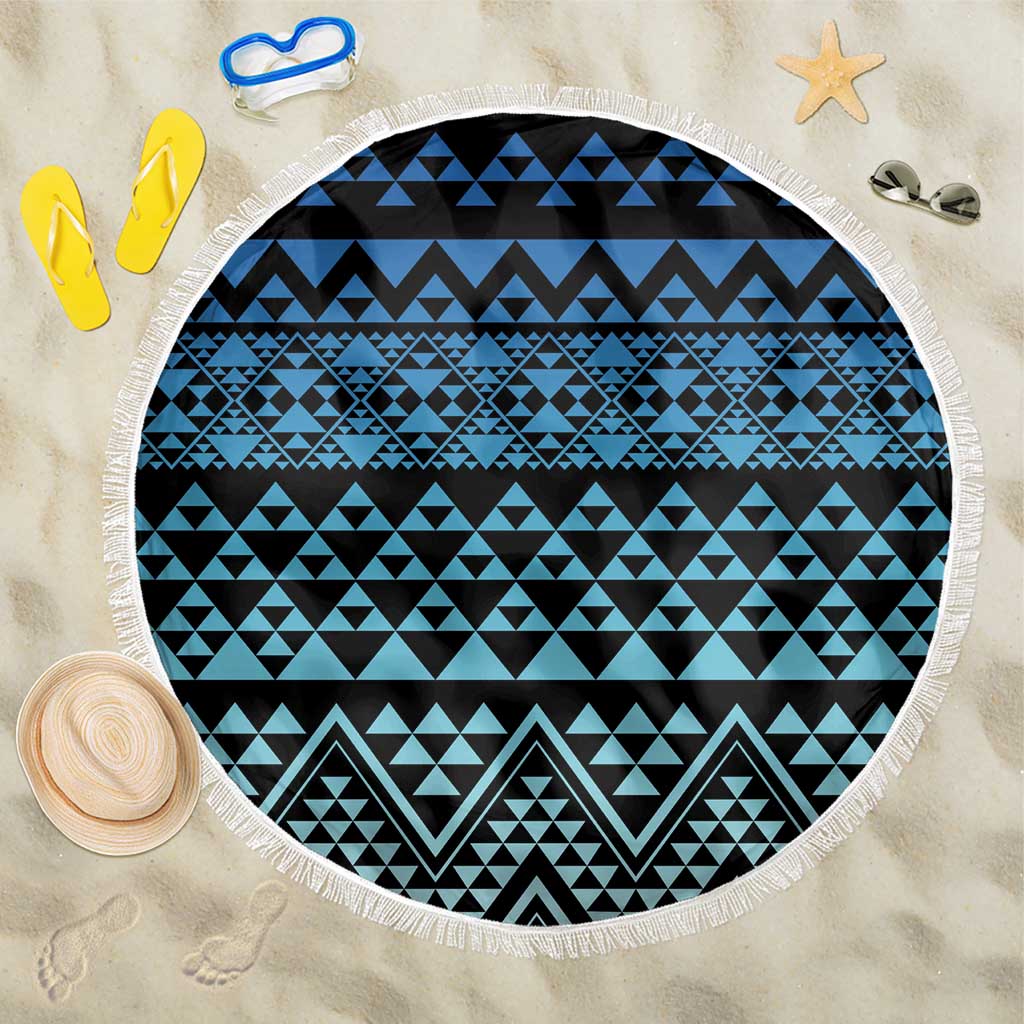 Maori Niho Taniwha Te Wheiao Beach Blanket Moana Blue LT7 One Size 150cm Blue - Polynesian Pride