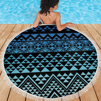 Maori Niho Taniwha Te Wheiao Beach Blanket Moana Blue LT7 - Polynesian Pride