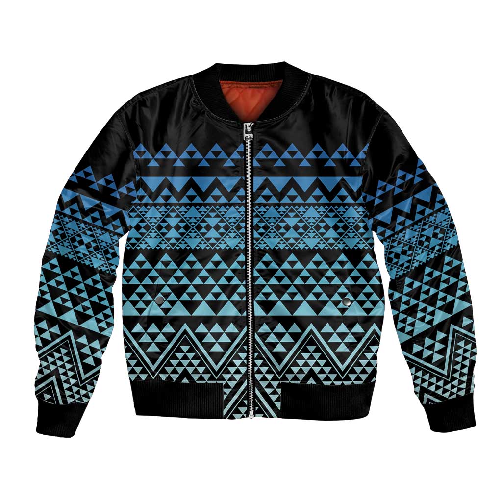 Maori Niho Taniwha Te Wheiao Bomber Jacket Moana Blue LT7 Unisex Blue - Polynesian Pride