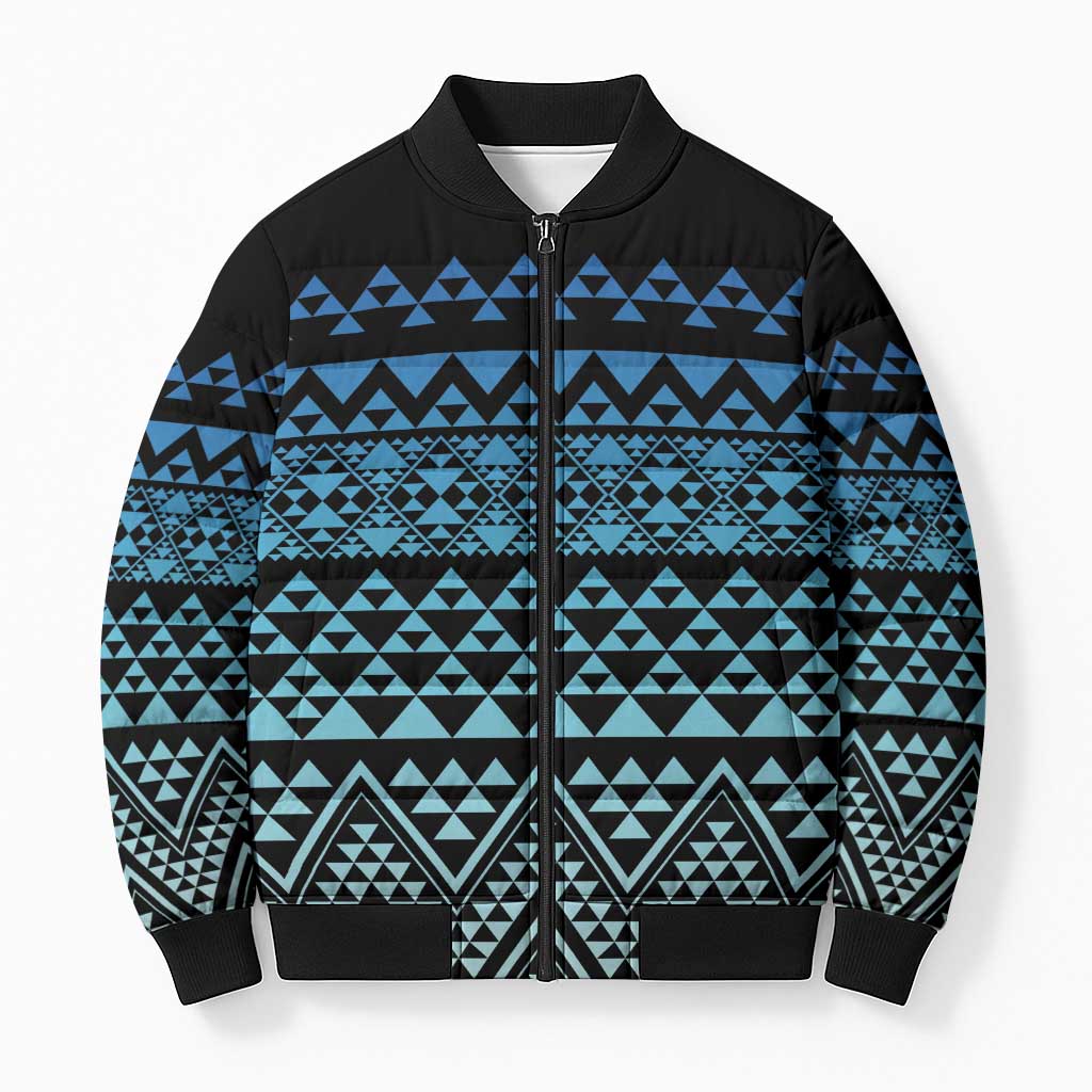 Maori Niho Taniwha Te Wheiao Bomber Puffer Jacket Moana Blue LT7 Unisex Blue - Polynesian Pride