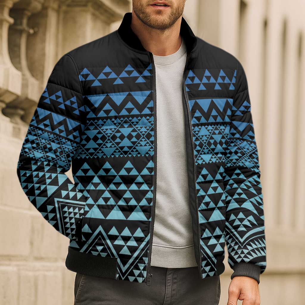 Maori Niho Taniwha Te Wheiao Bomber Puffer Jacket Moana Blue LT7 - Polynesian Pride
