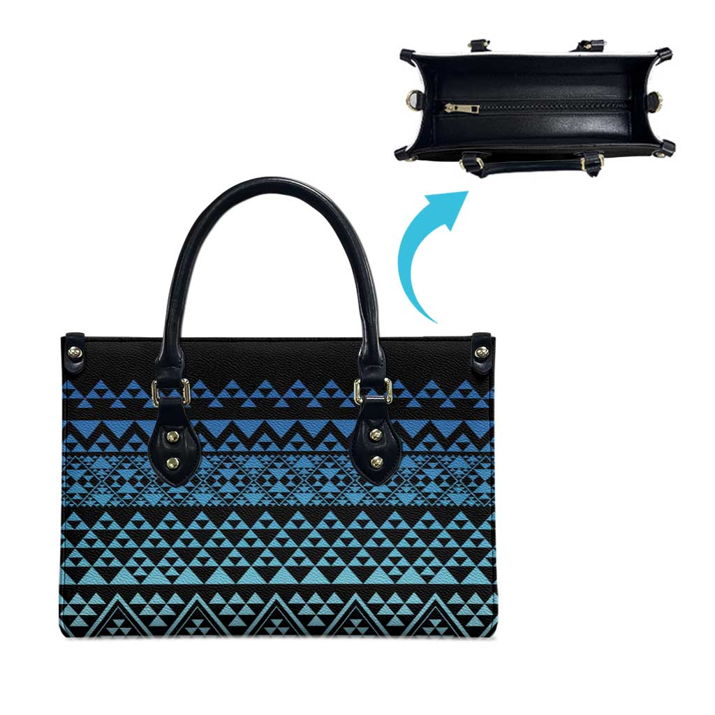 Maori Niho Taniwha Te Wheiao Leather Bag Moana Blue LT7 - Polynesian Pride