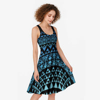Maori Niho Taniwha Te Wheiao Midi Dress Moana Blue LT7 - Polynesian Pride