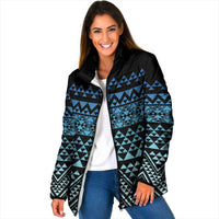 Maori Niho Taniwha Te Wheiao Padded Jacket Moana Blue LT7 Women Blue - Polynesian Pride