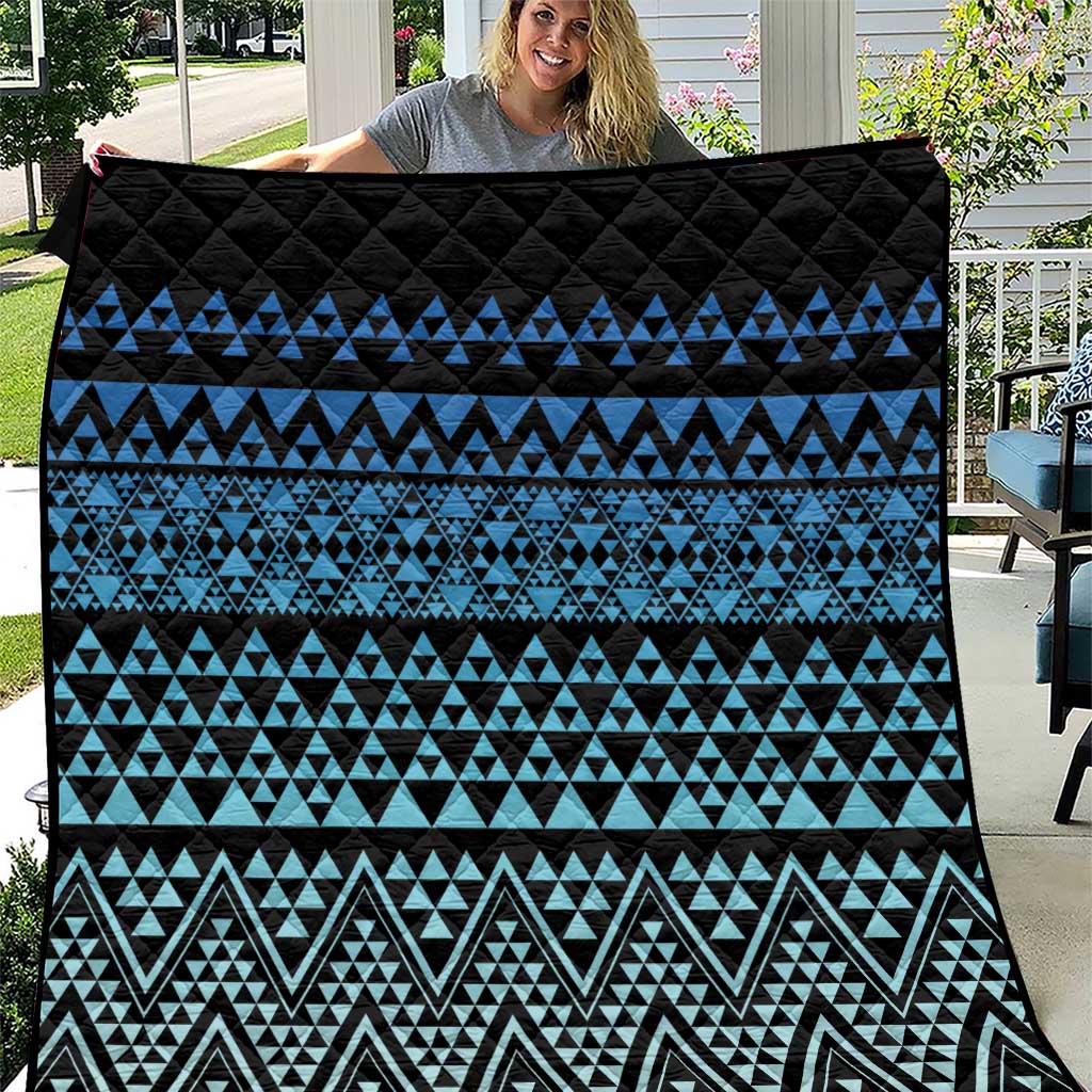 Maori Niho Taniwha Te Wheiao Quilt Moana Blue LT7 Blue - Polynesian Pride