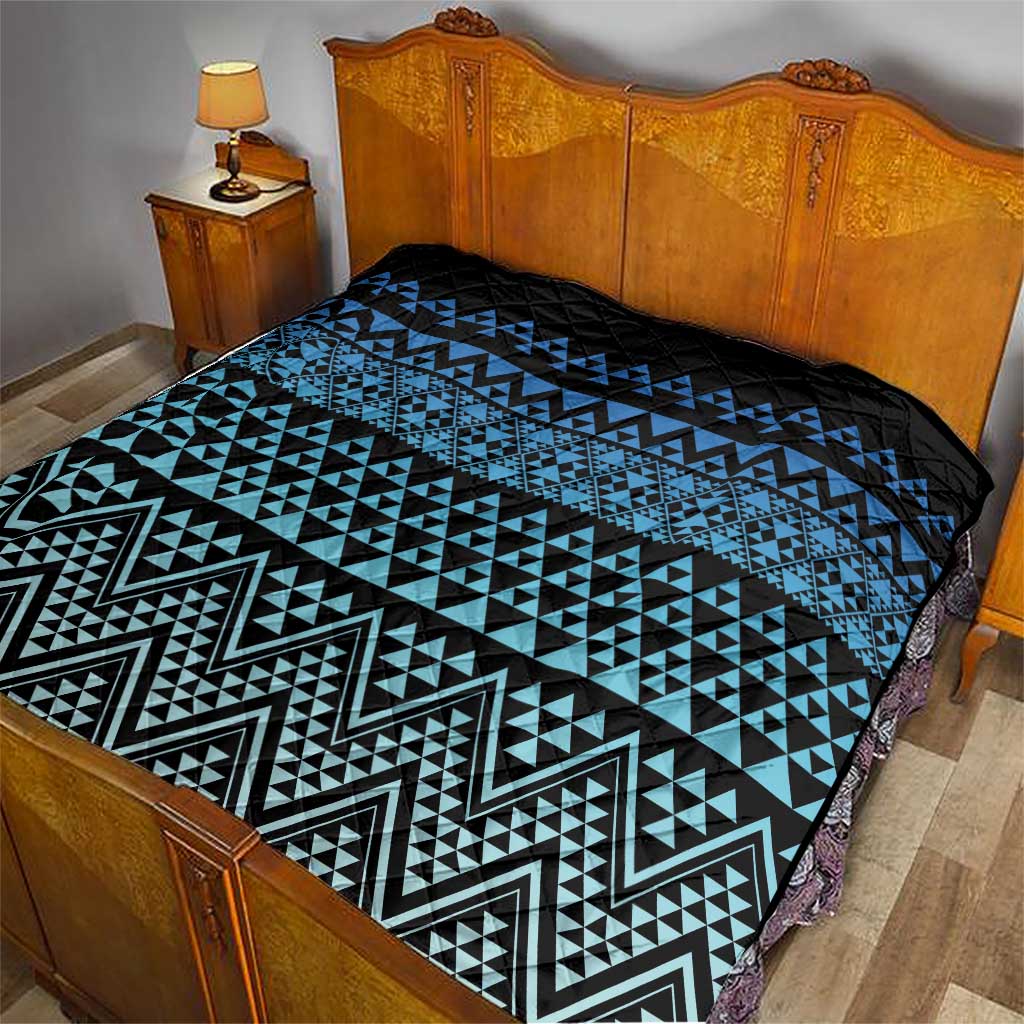Maori Niho Taniwha Te Wheiao Quilt Moana Blue LT7 - Polynesian Pride