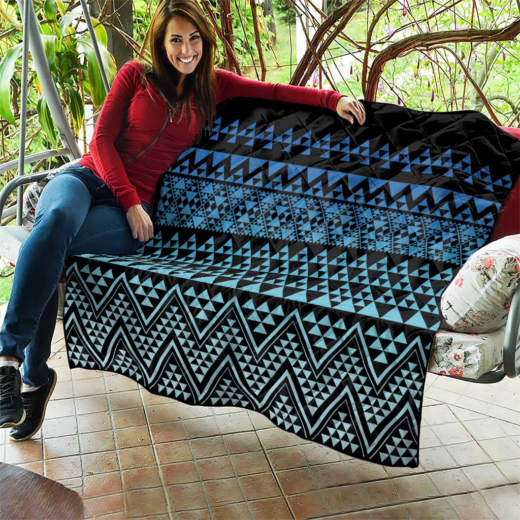 Maori Niho Taniwha Te Wheiao Quilt Moana Blue LT7 - Polynesian Pride