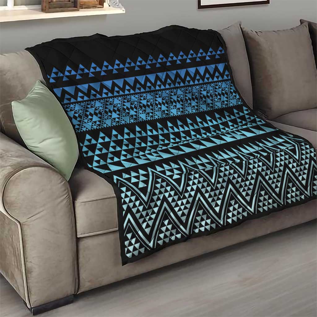 Maori Niho Taniwha Te Wheiao Quilt Moana Blue LT7 - Polynesian Pride