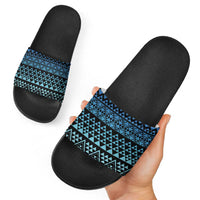 Maori Niho Taniwha Te Wheiao Slide Sandals Moana Blue LT7 - Polynesian Pride