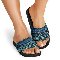 Maori Niho Taniwha Te Wheiao Slide Sandals Moana Blue LT7 - Polynesian Pride