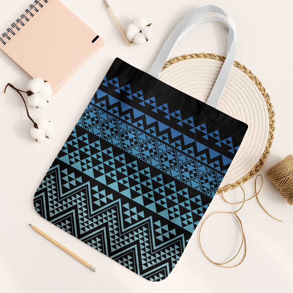 Maori Niho Taniwha Te Wheiao Tote Bag Moana Blue LT7 White Strap One Size Blue - Polynesian Pride
