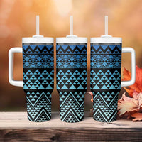 Maori Niho Taniwha Te Wheiao Tumbler With Handle Moana Blue LT7 - Polynesian Pride