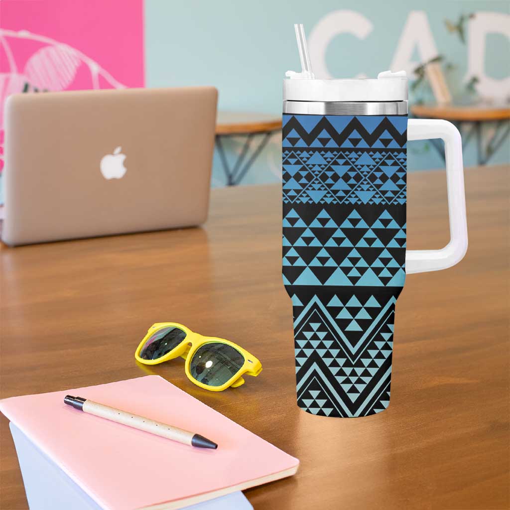 Maori Niho Taniwha Te Wheiao Tumbler With Handle Moana Blue LT7 - Polynesian Pride