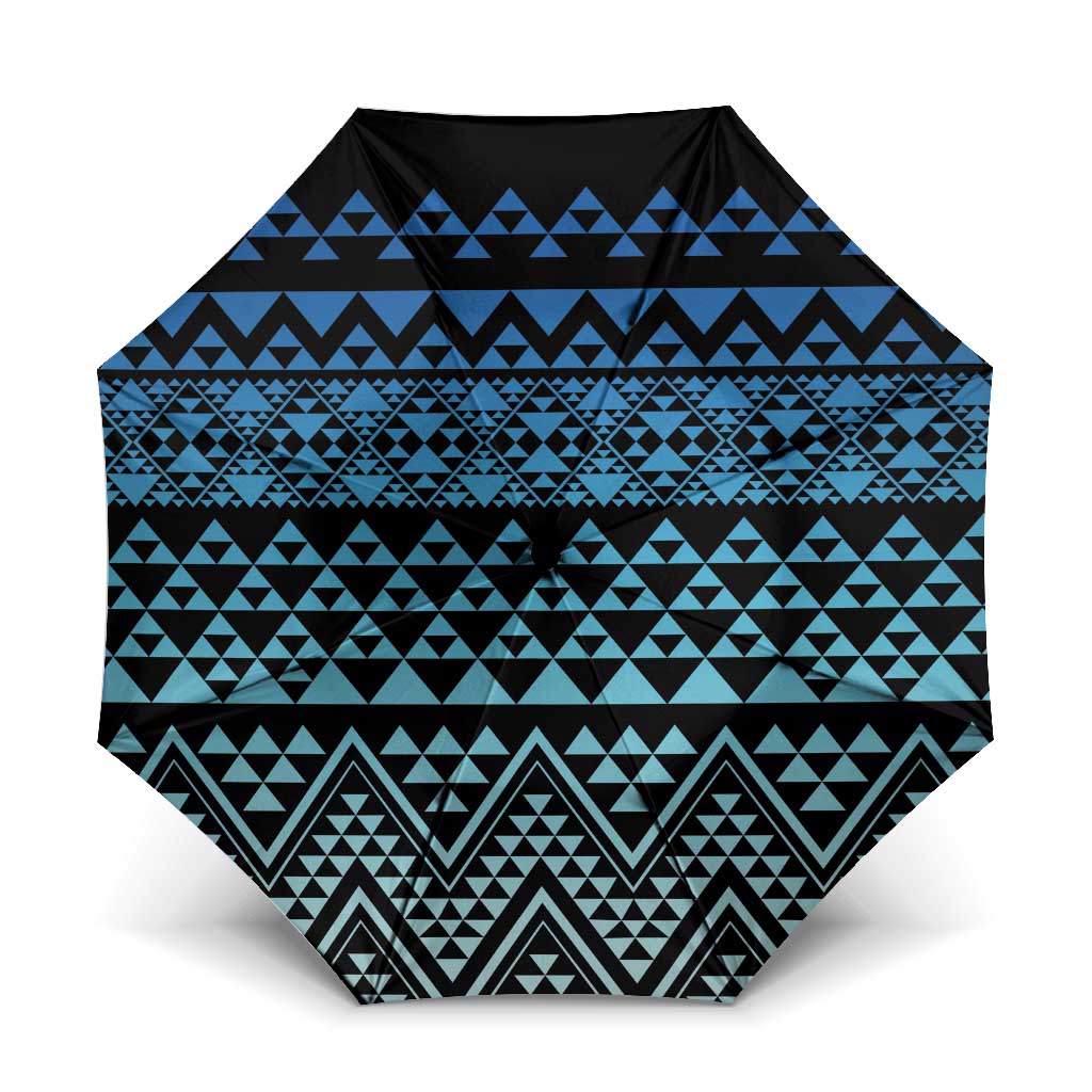Maori Niho Taniwha Te Wheiao Umbrella Moana Blue LT7 One Size Folded 11.42 inch Opened Diameter 37.4 inch Blue - Polynesian Pride