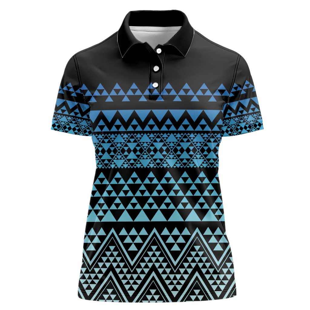 Maori Niho Taniwha Te Wheiao Women Polo Shirt Moana Blue LT7 Female Blue - Polynesian Pride