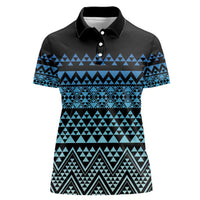 Maori Niho Taniwha Te Wheiao Women Polo Shirt Moana Blue LT7 Female Blue - Polynesian Pride