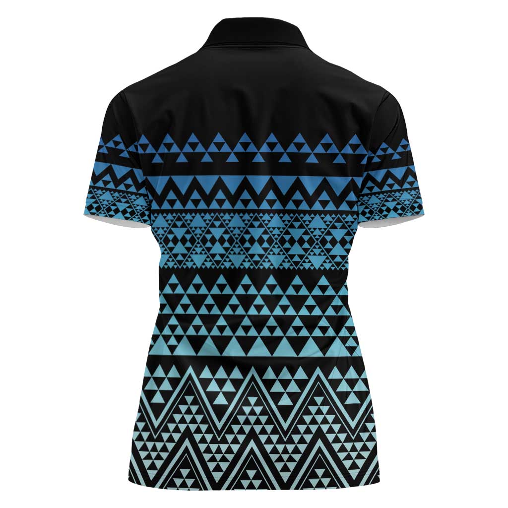 Maori Niho Taniwha Te Wheiao Women Polo Shirt Moana Blue LT7 - Polynesian Pride