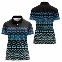 Maori Niho Taniwha Te Wheiao Women Polo Shirt Moana Blue LT7 - Polynesian Pride