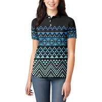 Maori Niho Taniwha Te Wheiao Women Polo Shirt Moana Blue LT7 - Polynesian Pride