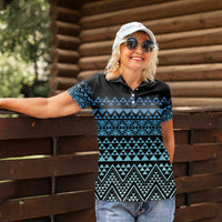 Maori Niho Taniwha Te Wheiao Women Polo Shirt Moana Blue LT7 - Polynesian Pride