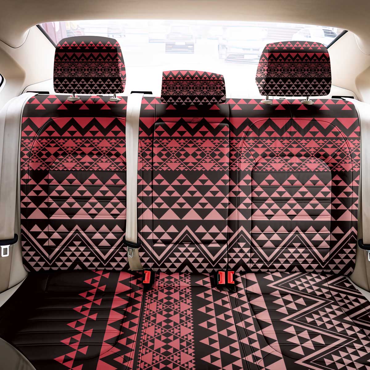 Maori Niho Taniwha Te Wheiao Back Car Seat Cover Terracotta LT7 - Polynesian Pride