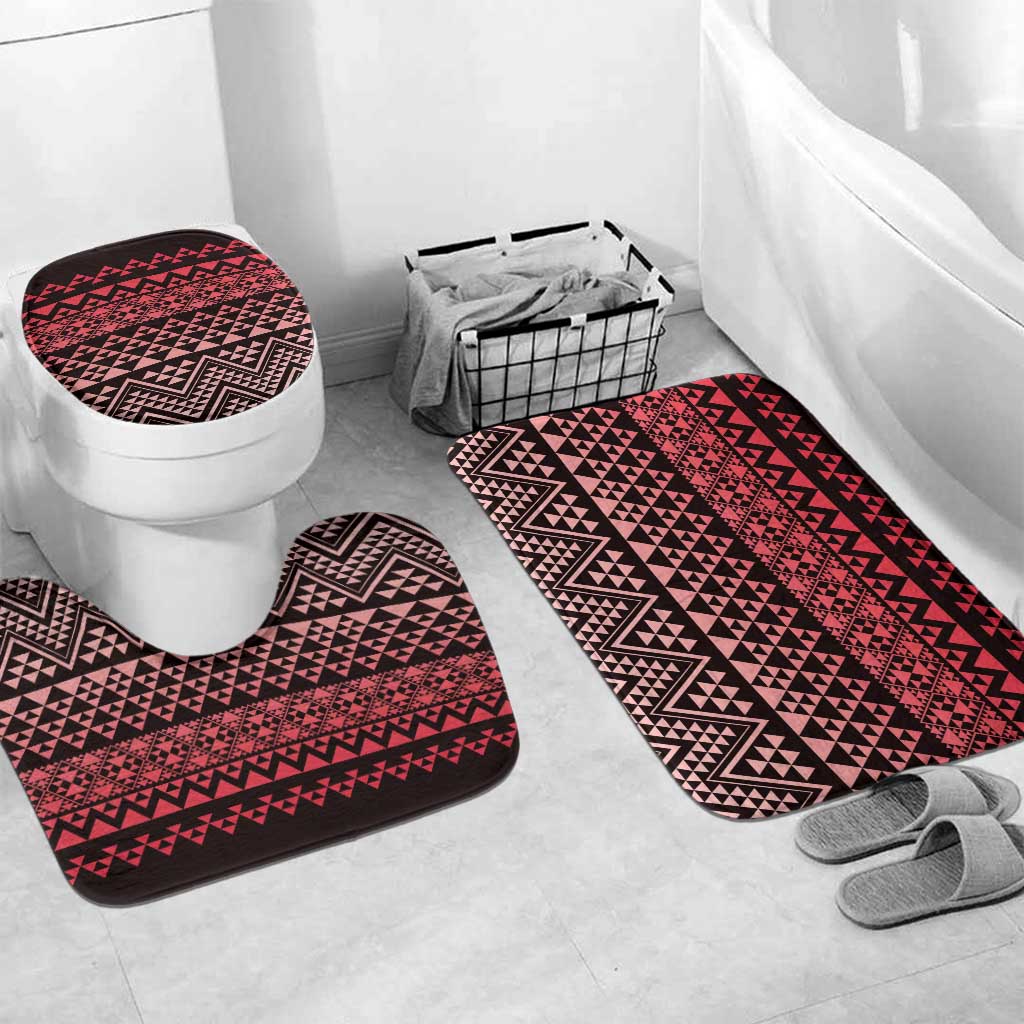 Maori Niho Taniwha Te Wheiao Bathroom Set Terracotta LT7 Mat Set Only (3 pcs) One Size Terracotta - Polynesian Pride