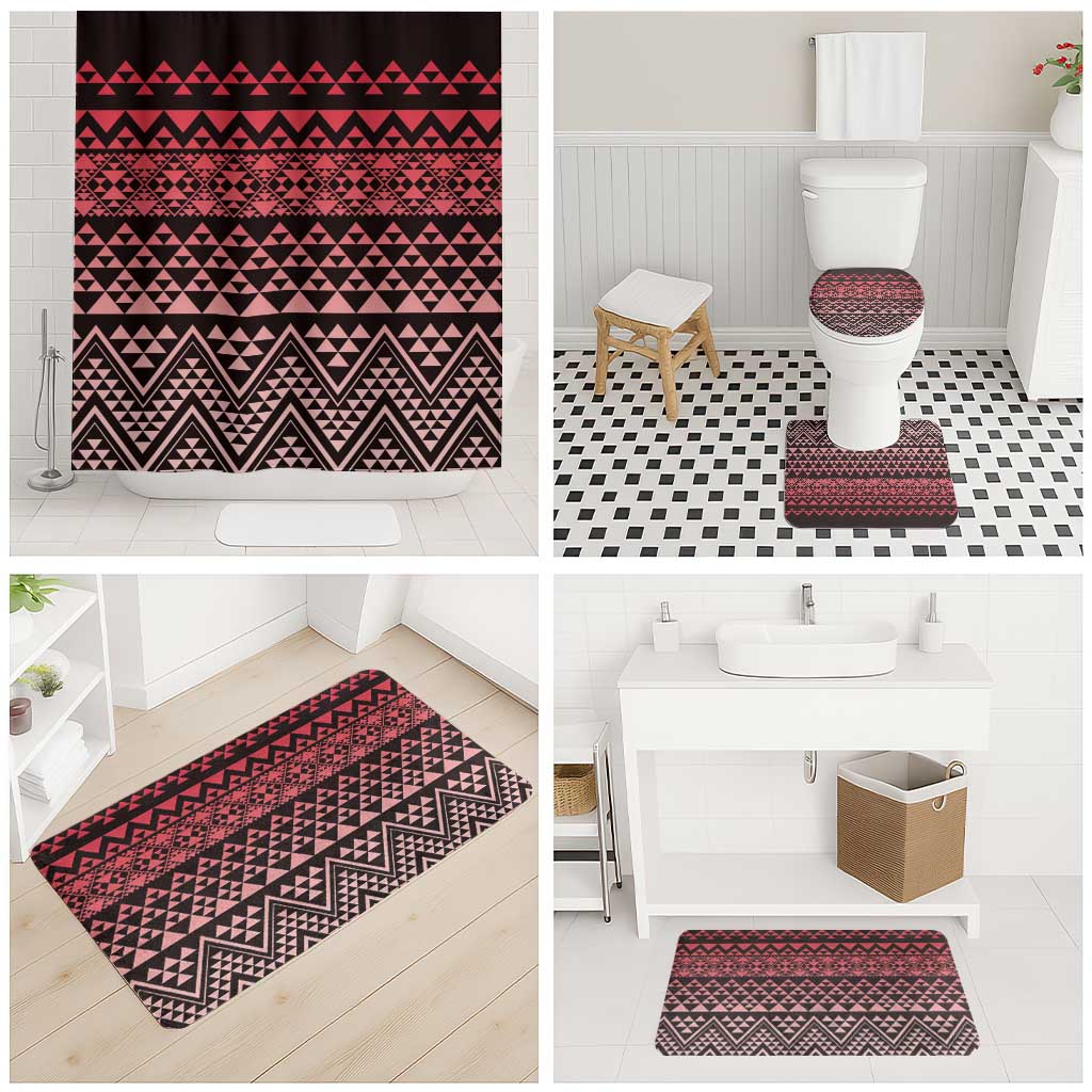 Maori Niho Taniwha Te Wheiao Bathroom Set Terracotta LT7 - Polynesian Pride