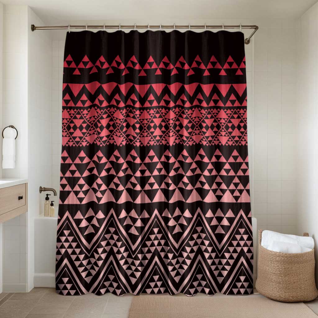 Maori Niho Taniwha Te Wheiao Bathroom Set Terracotta LT7 Shower Curtain Only Terracotta - Polynesian Pride