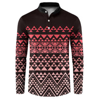 Maori Niho Taniwha Te Wheiao Button Sweatshirt Terracotta LT7 Terracotta - Polynesian Pride