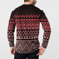 Maori Niho Taniwha Te Wheiao Button Sweatshirt Terracotta LT7 - Polynesian Pride