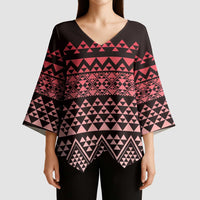 Maori Niho Taniwha Te Wheiao Kimono Sleeve Blouse Terracotta LT7 - Polynesian Pride