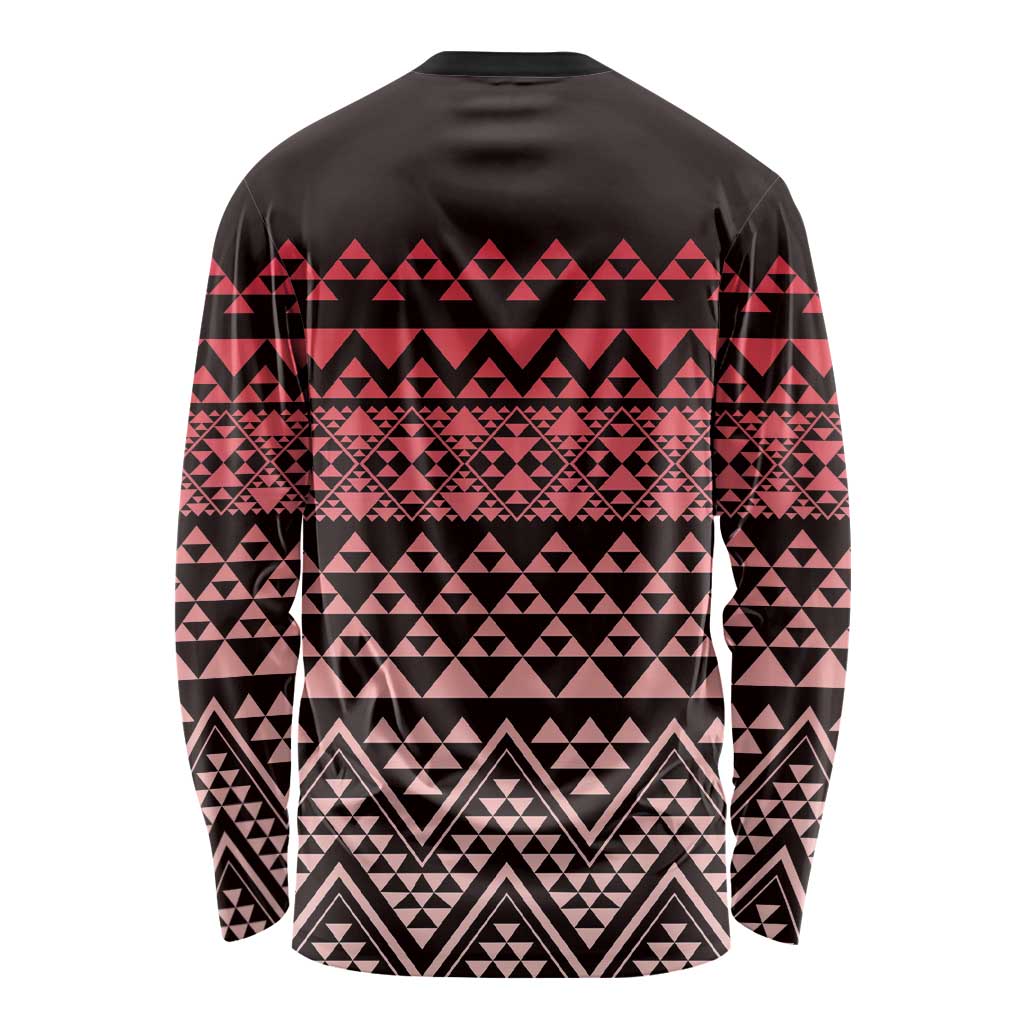 Maori Niho Taniwha Te Wheiao Long Sleeve Shirt Terracotta LT7 - Polynesian Pride