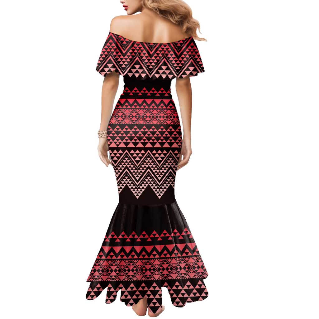 Maori Niho Taniwha Te Wheiao Mermaid Dress Terracotta LT7 - Polynesian Pride