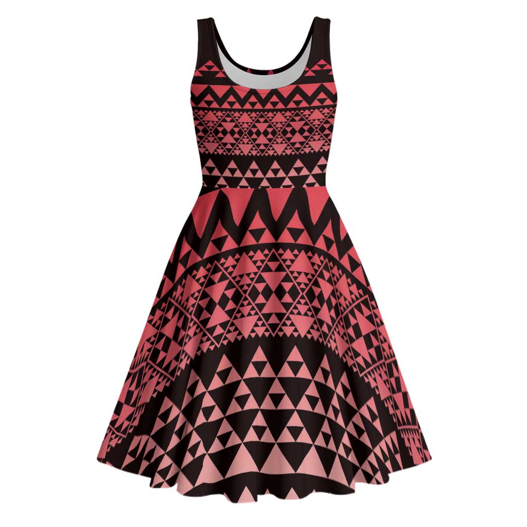 Maori Niho Taniwha Te Wheiao Midi Dress Terracotta LT7 Terracotta - Polynesian Pride