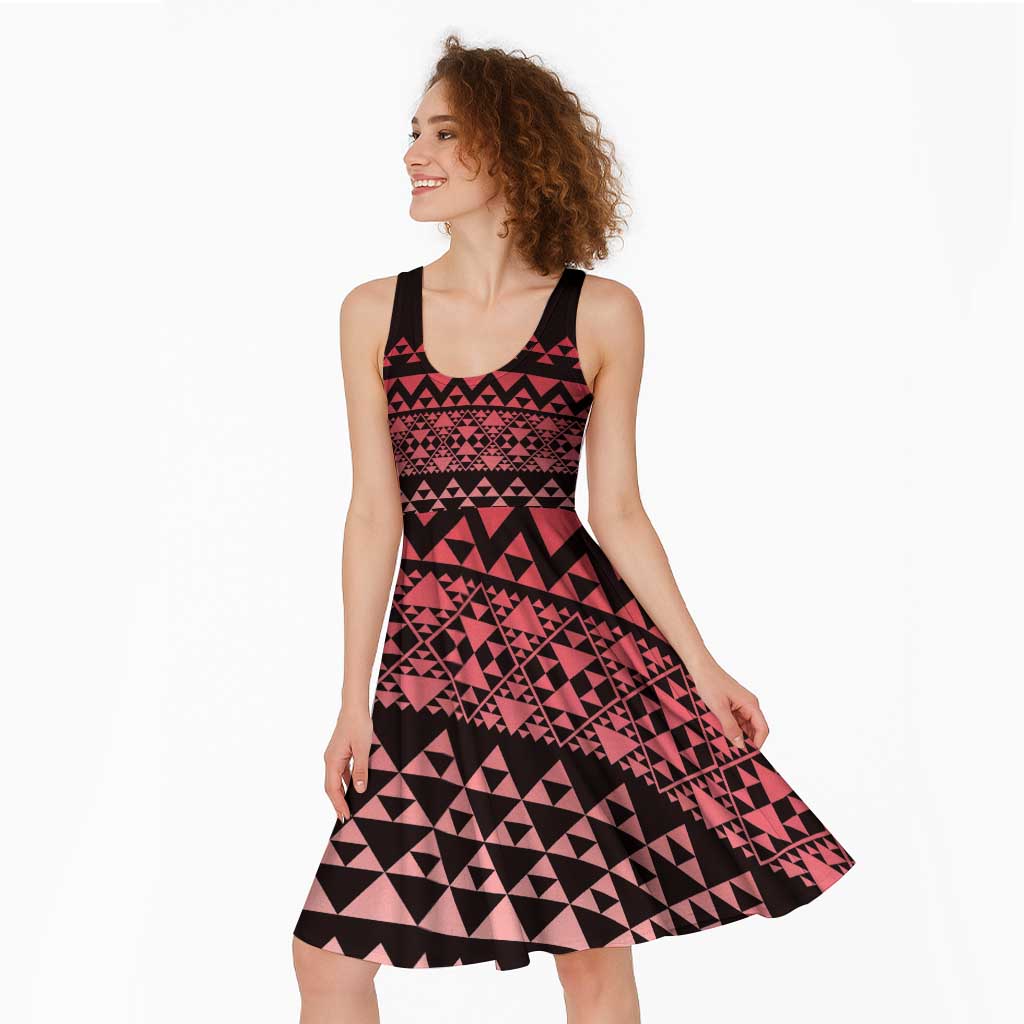 Maori Niho Taniwha Te Wheiao Midi Dress Terracotta LT7 - Polynesian Pride