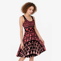 Maori Niho Taniwha Te Wheiao Midi Dress Terracotta LT7 - Polynesian Pride